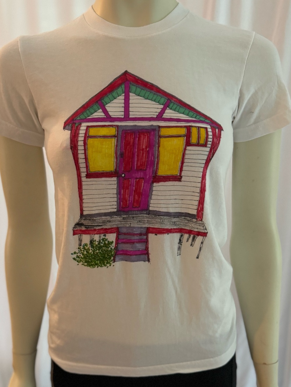 One of a kind hand painted tee. Abstract. Colorful.